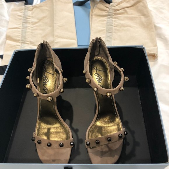 NWT Lanvin nude suede sandals with metal studs - Picture 6 of 15